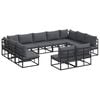 vidaXL Gartensofa-set mit Kissen 11 pcs Schwarz Aluminium