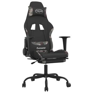 vidaXL Gaming-Stuhl mit Massage & Fu&szlig;st&uuml;tze Schwarz Camouflage Stoff