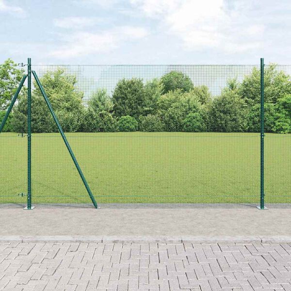 vidaXL Zaunpfosten Gr&uuml;n 25 x 1,5 m (16 x 16 mm Netz) Stahl und PVC