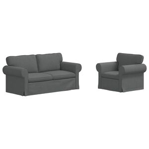 vidaXL Sofa Set 2 stk. Dunkelgrau Stoff