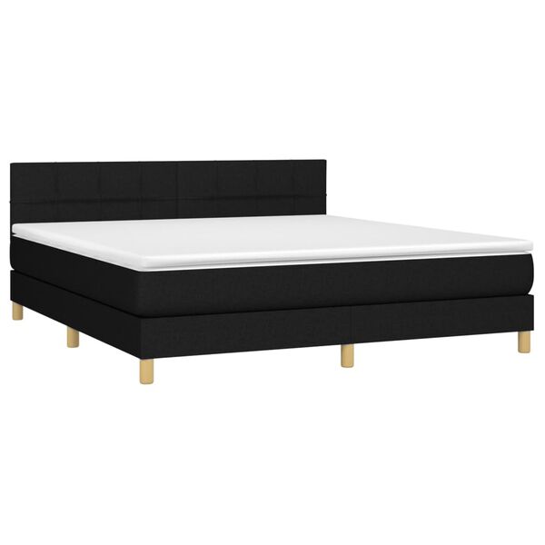 vidaXL Boxspringbett mit Matratze & LED Schwarz 180x200 cm Stoff