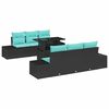 vidaXL Garten-Sofa-Set 7 stk. 6-Sitzanzahl Schwarz und T&uuml;rkis