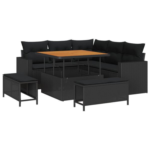 vidaXL Garten-Sofa-Set 8 pcs Schwarz Poly-Rattan
