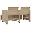 vidaXL Gartensofa 2-Sitzer mit Tisch und Hockern Beige Poly Rattan