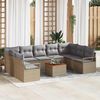 vidaXL Garten-Sofa-Set mit Kissen 10 pcs Beige Poly Rattan