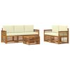vidaXL Outdoor-Sofagarnitur 6 stk. Natur und Creme Massivholz Akazie