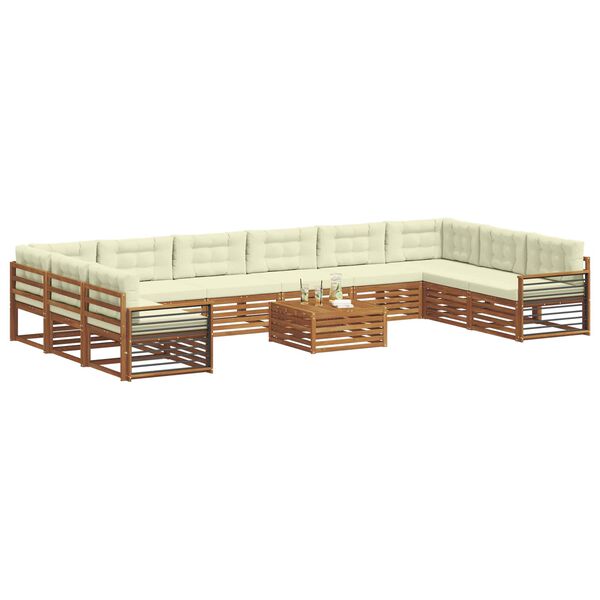 vidaXL Sofagarnituren 11 pcs Natur und Creme Massivholz Akazie