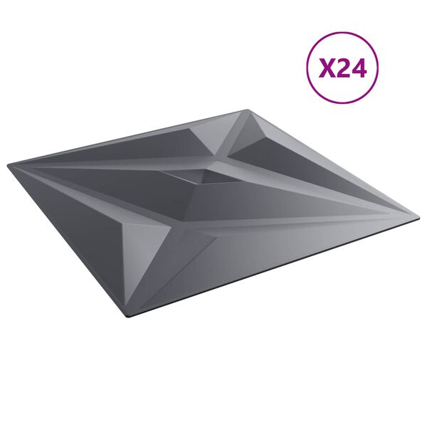 vidaXL Wandpaneele Stern 24 pcs Stern Grau 50 x 50 cm XPS Schaum