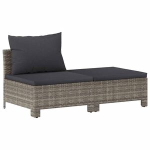 vidaXL 2-teiliges Garten-Lounge-Set mit Kissen Grau Poly Rattan
