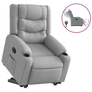 vidaXL Relaxsessel mit Aufstehhilfe Elektrisch Hellgrau Stoff