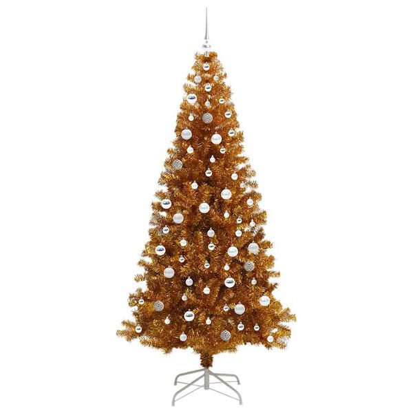 vidaXL Weihnachtsbaum mit 300 LEDs mit St&auml;nder Gold 210 cm PET