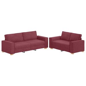 vidaXL 2-tlg. Sofagarnitur mit Kissen Weinrot Stoff