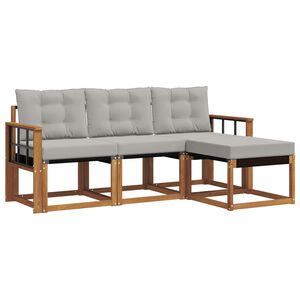 vidaXL Outdoor-Sofagarnitur 4 stk. 4-Sitzer Natur und Hellgrau