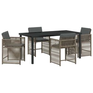 vidaXL Garten Essgruppe 5 pcs Grau Poly-Rattan
