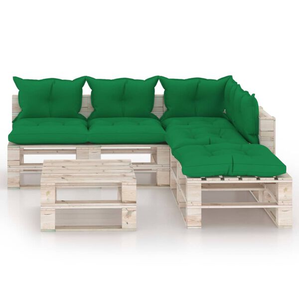 vidaXL 6-tlg. Garten-Lounge-Set aus Paletten mit Kissen Kiefernholz