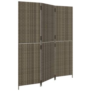 vidaXL Paravent 3-tlg. Grau Poly Rattan