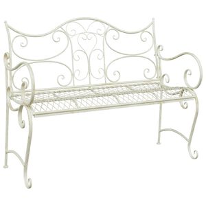 vidaXL Gartenbank 2-Sitzanzahl 114 x 56,5 x 90 cm Stahl Antik Wei&szlig;