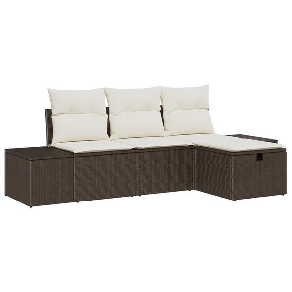 vidaXL Sofa Set mit Kissen 4 pcs Poly-Rattan