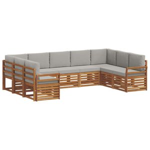 vidaXL Ecksofa Set mit Kissen 9 pcs Nat&uuml;rlich und Hellgrau