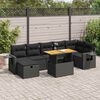 vidaXL 5tlg. Garten-Sofagarnitur mit Kissen Schwarz Poly Rattan Akazie