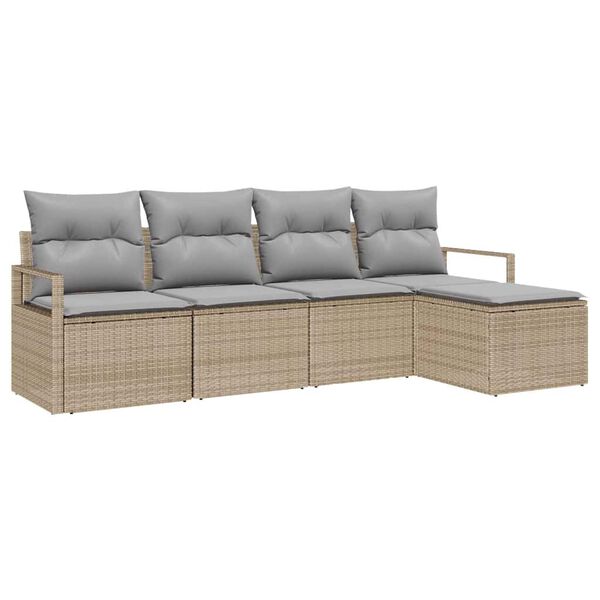 vidaXL Sofa Set mit Kissen 5 pcs Beige Poly Rattan