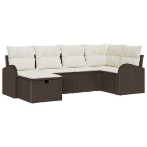 vidaXL Garten-Sofa-Set mit Kissen mit Speicher 6 pcs Braun Poly Rattan