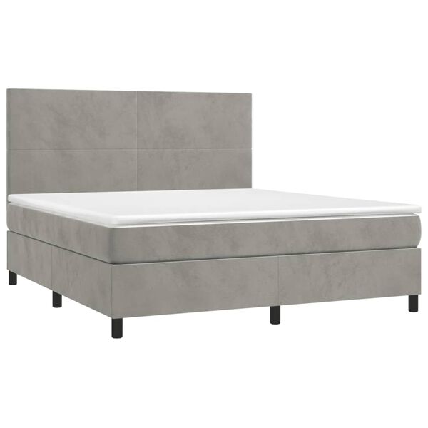 vidaXL Boxspringbett mit Matratze Hellgrau 160x200 cm Samt