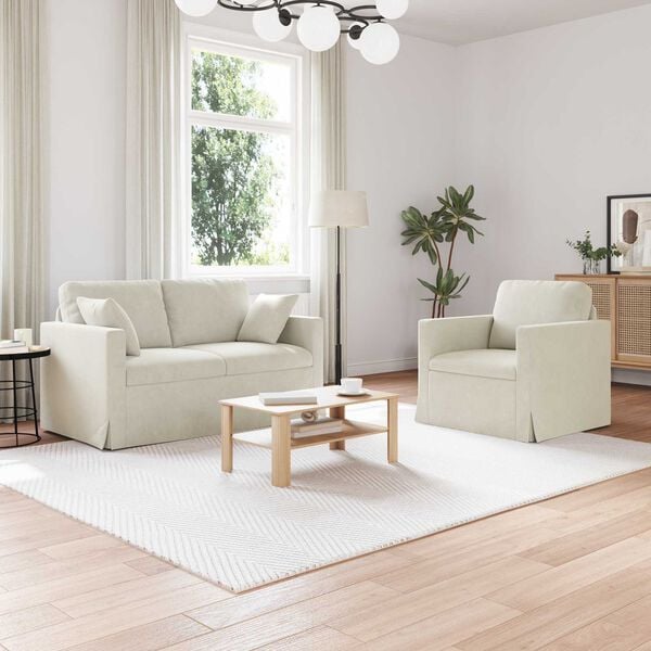 vidaXL Sofa 2 pcs Creme