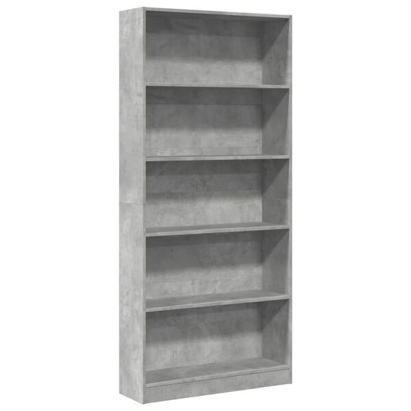 vidaXL Bücherregal Betongrau 80x24x176 cm Holzwerkstoff