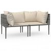vidaXL Garten-Ecksofas mit Kissen 2 Stk. Grau Poly Rattan