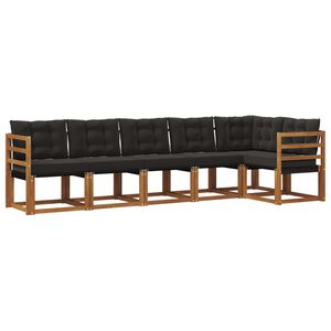 vidaXL Outdoor-Sofagarnitur mit Kissen 6 pcs Nat&uuml;rlich und Schwarz