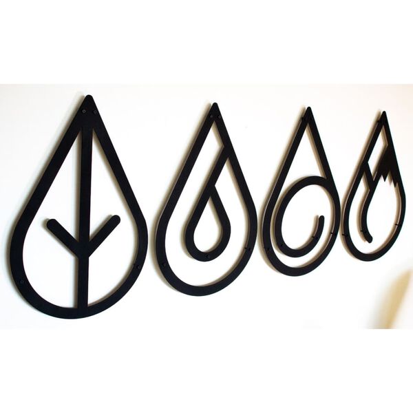 Homemania 4-tlg. Wanddekoration Naturelemente 32x50 cm Metall Schwarz