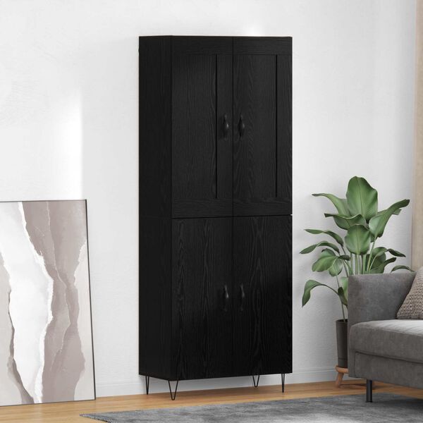 vidaXL Highboard Schwarz Eichen-Optik 69,5 x 34 x 180 cm Holzwerkstoff