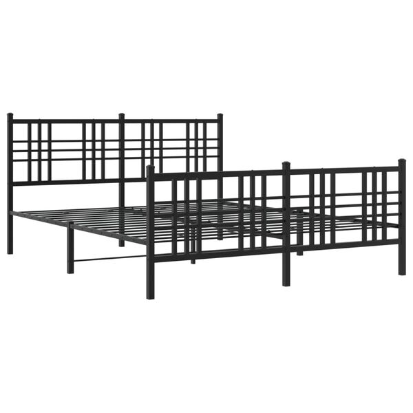 vidaXL Metallbett ohne Matratze mit Fu&szlig;teil Schwarz 160x200 cm