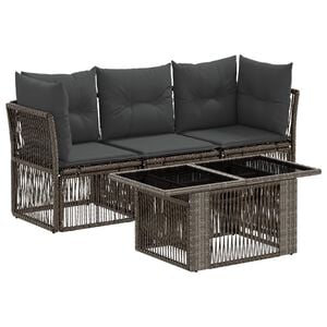 vidaXL Gartensofa-set 4 stk. Grau Poly-Rattan