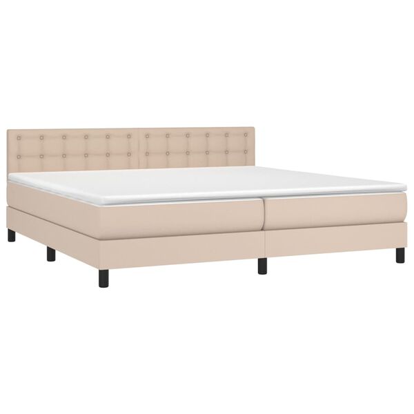 vidaXL Boxspringbett mit Matratze & LED Cappuccino-Braun 200x200cm
