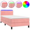 vidaXL Boxspringbett mit Matratze & LED Rosa 80x200 cm Samt