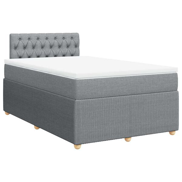 vidaXL Boxspringbett mit Matratze Hellgrau 120x190 cm Stoff