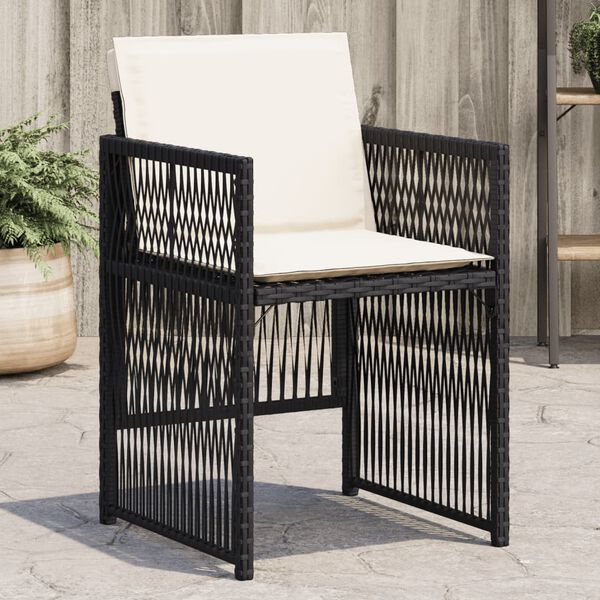 vidaXL Gartenst&uuml;hle mit Kissen 4 Stk. Schwarz Poly Rattan
