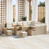 vidaXL Gartensofa-set mit Kissen mit Speicher 12 pcs Beige Poly Rattan