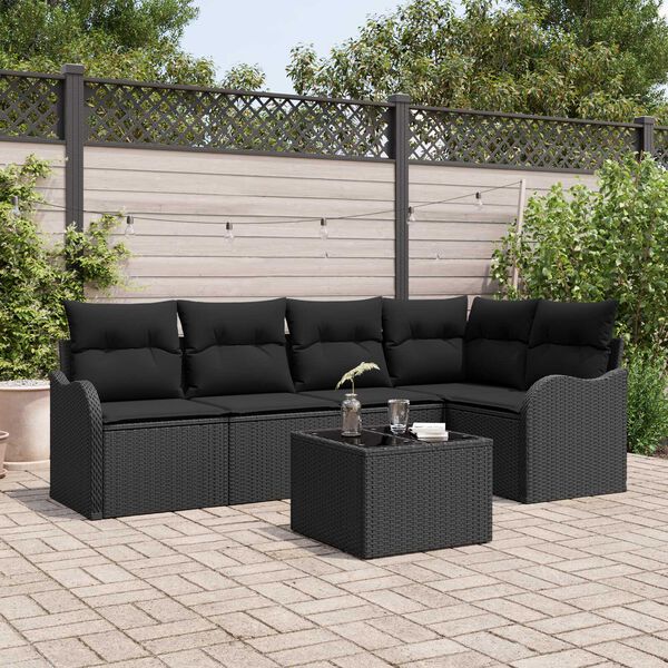 vidaXL Gartensofa-set mit Speicher 6 pcs Beige Poly-Rattan