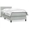 vidaXL Boxspringbett mit Matratze Hellgrau 90x220 cm Samt