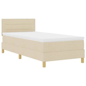 vidaXL LED Boxspringbett mit Matratze mit LED Creme 90 x 190 cm Stoff