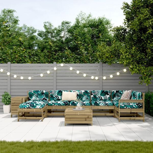 vidaXL 9-tlg. Garten-Sofagarnitur Kiefernholz Impr&auml;gniert