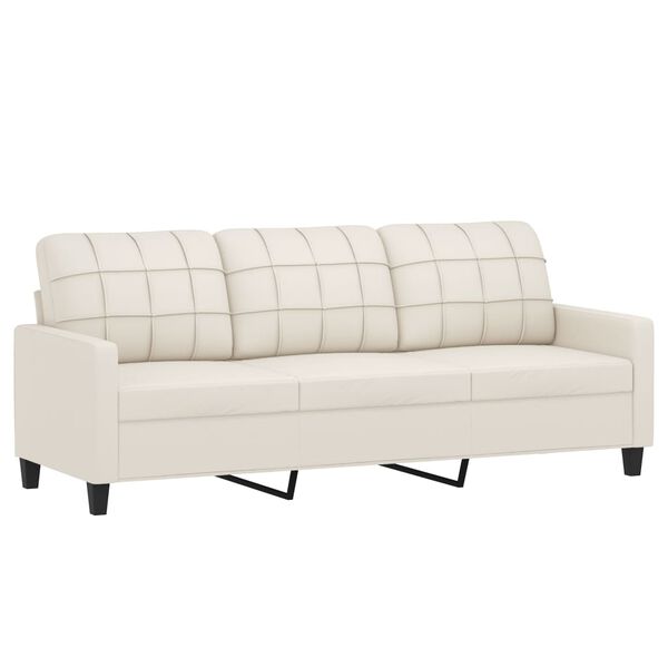 vidaXL 3-Sitzer-Sofa mit Kissen Creme 180 cm Kunstleder