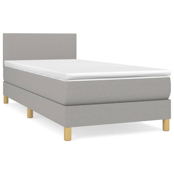 vidaXL Boxspringbett mit Matratze Hellgrau 90x190 cm Stoff