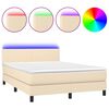 vidaXL Boxspringbett mit Matratze & LED Creme 140x200 cm Stoff