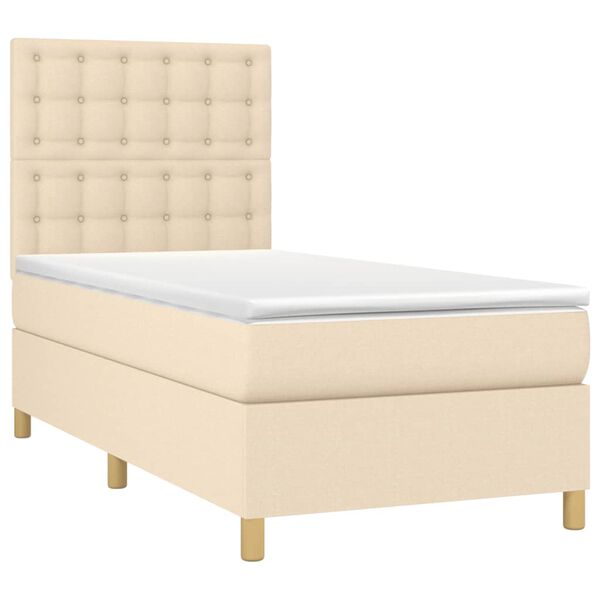 vidaXL Boxspringbett mit Matratze Creme 90x190 cm Stoff