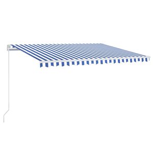 vidaXL Markise Manuell Einziehbar 450x350 cm Blau und Wei&szlig;