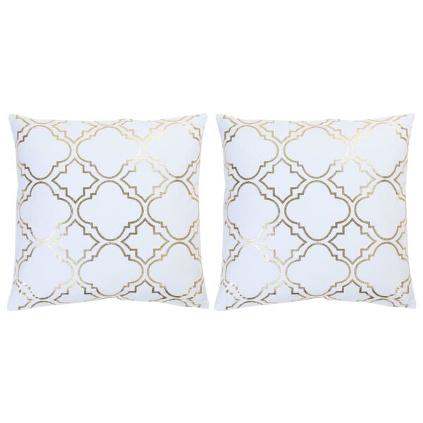 vidaXL Kissen 2 Stk. Foliendruck Weiß und Golden 40 x 40 cm Baumwolle